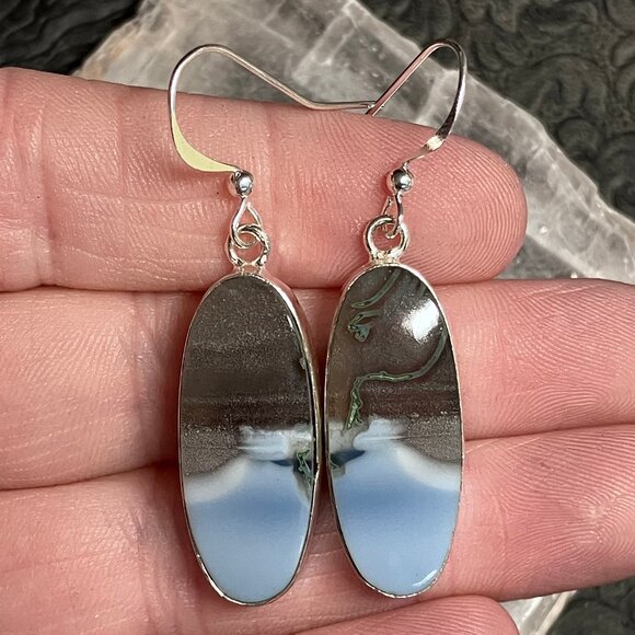 Common Blue Opal Earrings Stone Crystal Jewelry - Picture 5 of 10